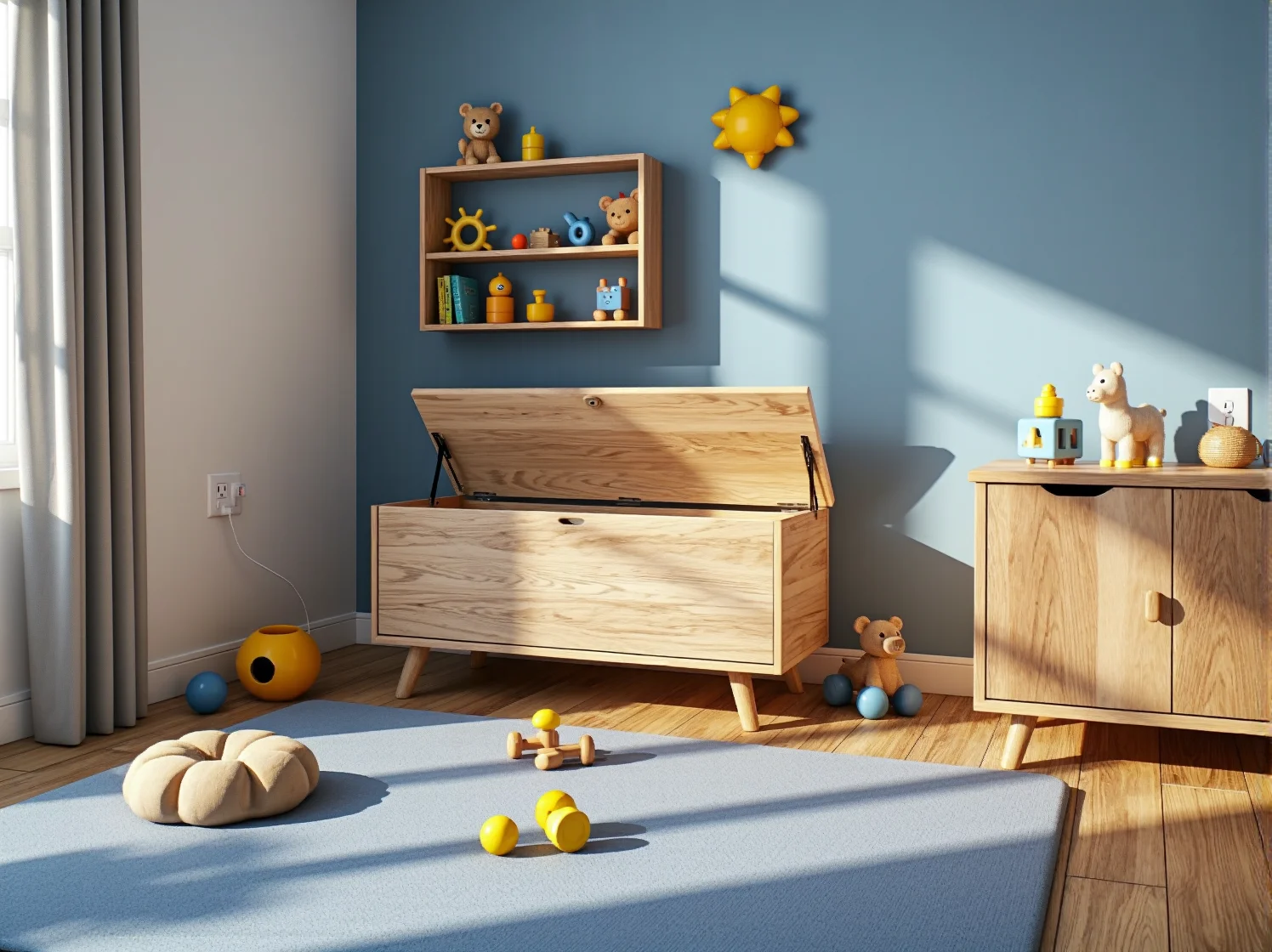 Dziecko bawiące się zabawkami z bezpiecznych, naturalnych materiałów.