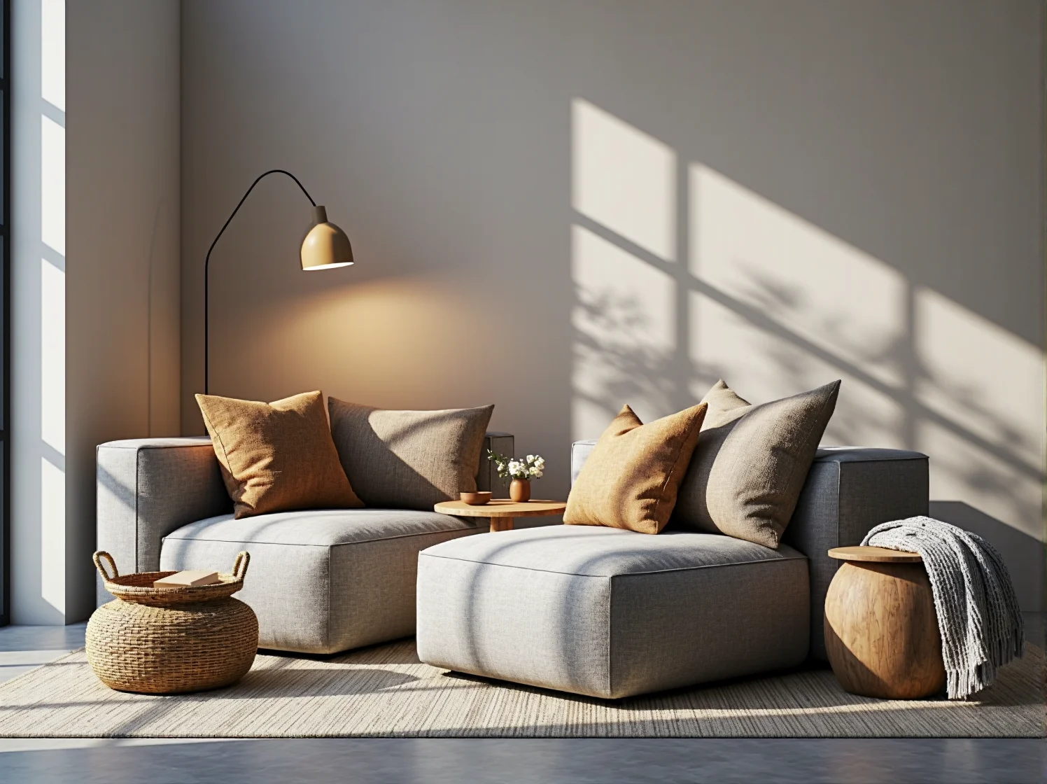 Detal łączenia segmentów w nowoczesnej sofie modułowej