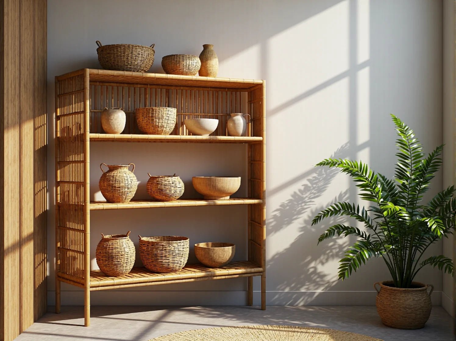 Metalowy regał narożny w stylu loftowym, trendy wnętrzarskie na rok 2025.