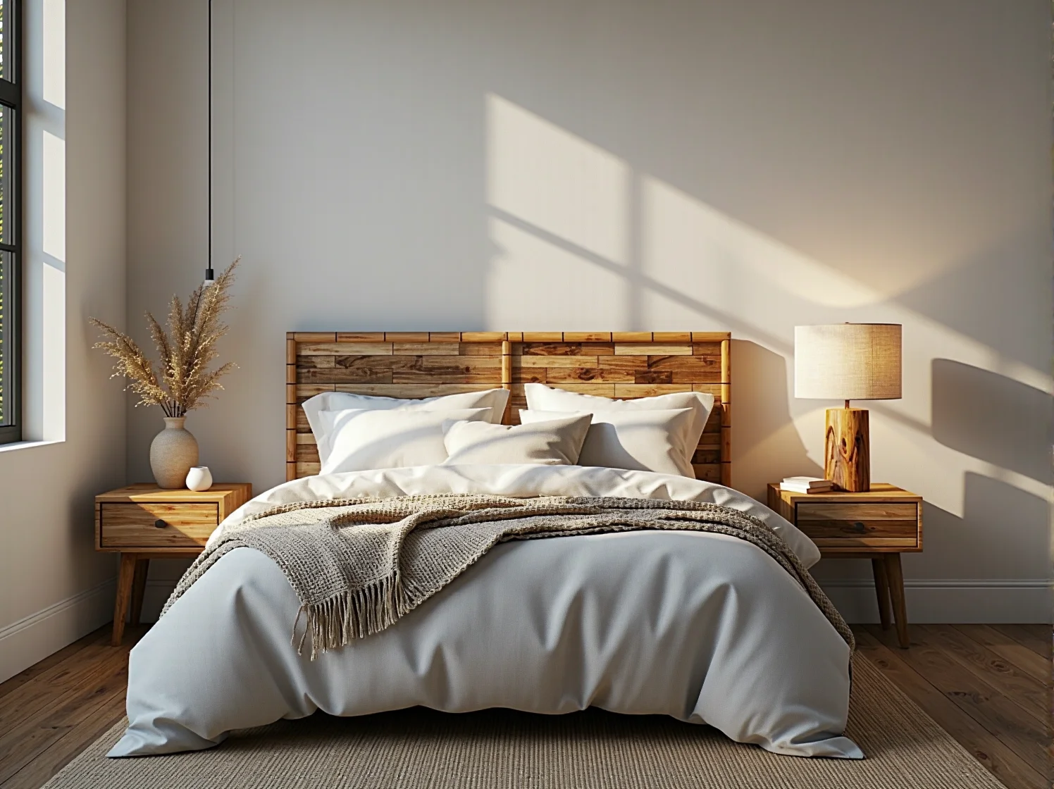 Aplikacja ekologicznej farby glinianej na ścianę w sypialni dla lepszego mikroklimatu.