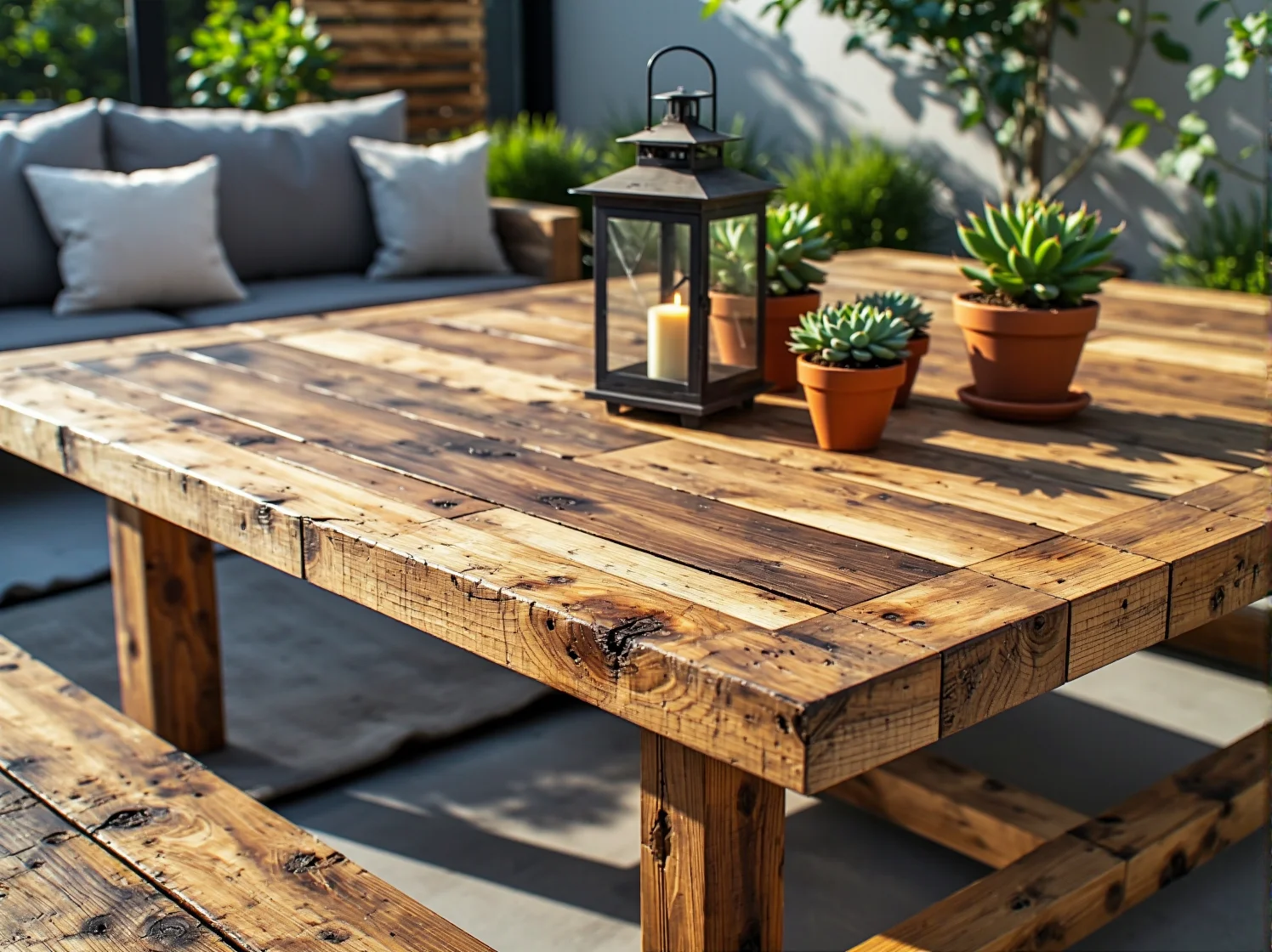 Rodzina spożywająca posiłek przy solidnym, ekologicznym stole z drewna z odzysku.