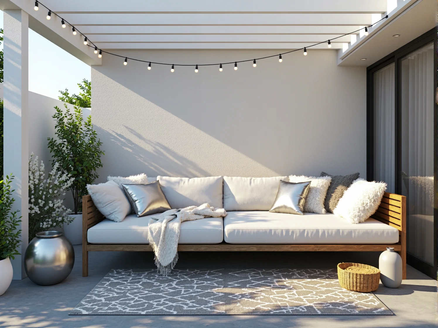 Elegancki leżak glamour przy basenie. Nowoczesny design i najwyższy komfort wypoczynku w luksusowym ogrodzie.