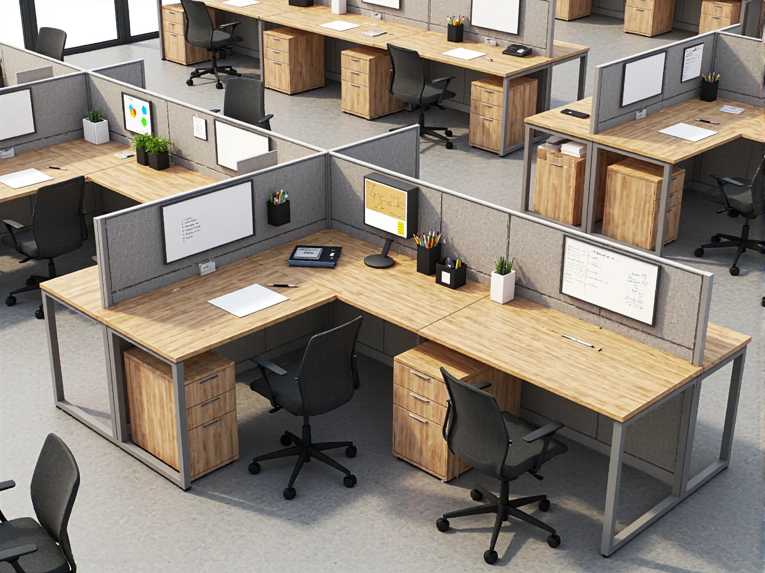 Ergonomiczne krzesła szkolne dla uczniów zapewniające komfort i prawidłową postawę podczas lekcji.