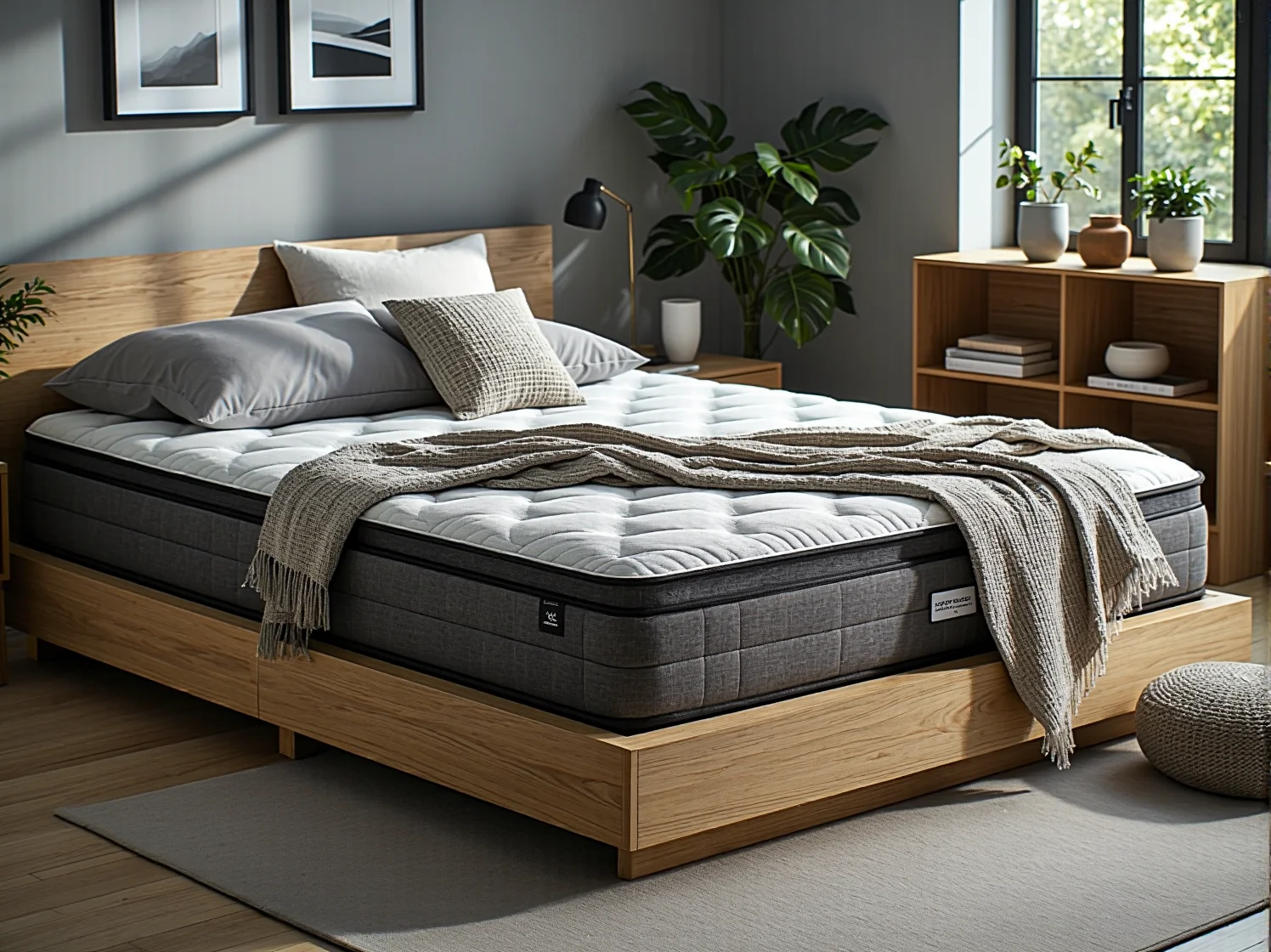 Mężczyzna porusza się na materacu hybrydowym, a kobieta śpi spokojnie dzięki doskonałej izolacji ruchu.