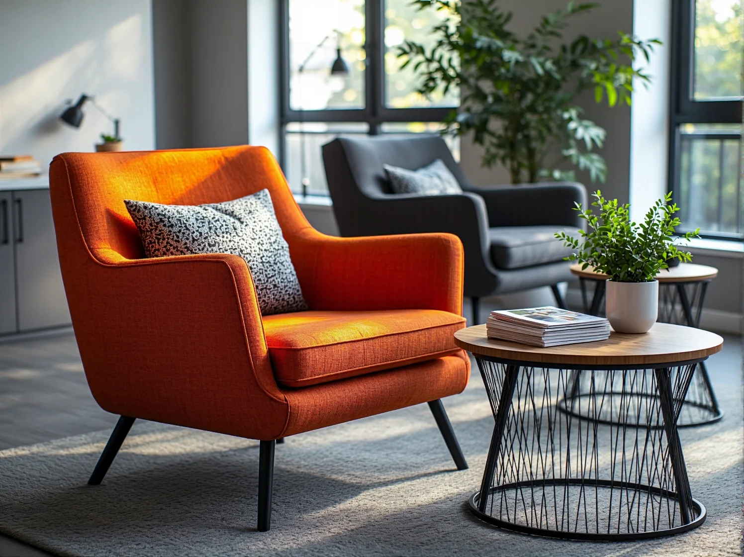 Meble akustyczne w biurze coworkingowym zapewniające ciszę i skupienie.