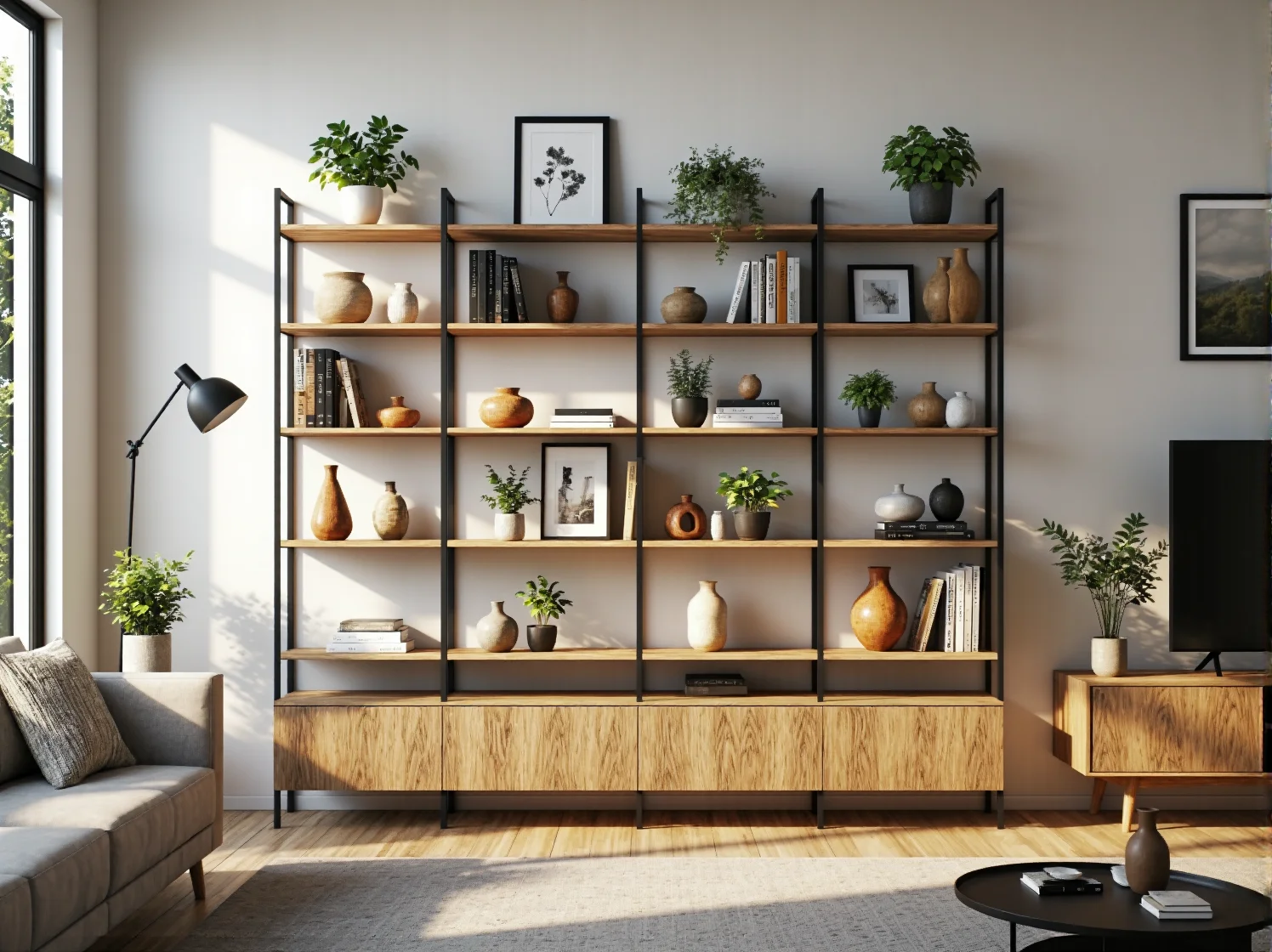 Wielofunkcyjne meble i miękkie tekstylia idealne do stworzenia oazy spokoju w małym salonie.