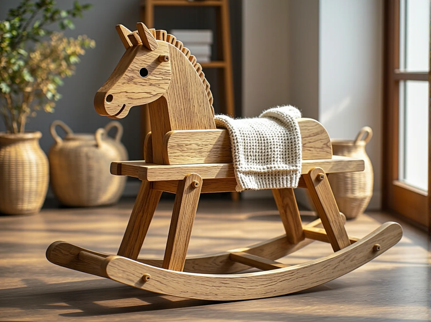 Meble z certyfikowanego drewna w pokoju dziecka, zapewniające bezpieczeństwo i naturalny styl.