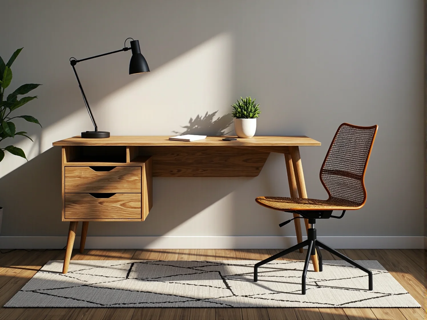 Salon urządzony w neutralnych barwach z meblami o prostej formie, które nie wychodzą z mody.