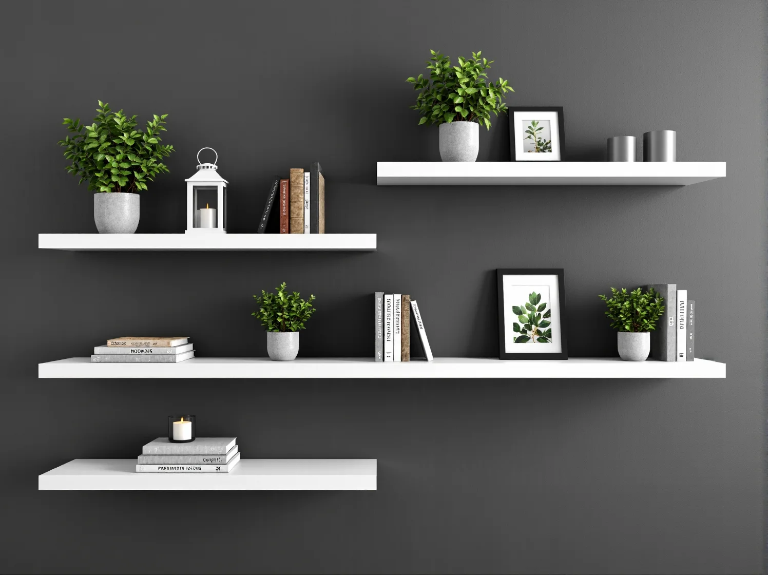 Detal metalowej konstrukcji i półek z odzysku w regale biurowym loft.