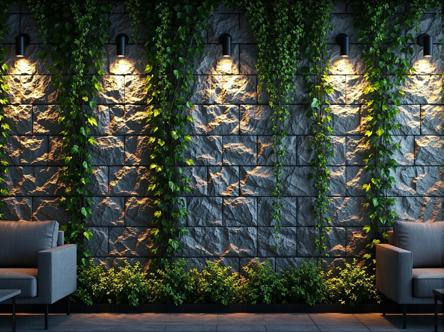 Nowoczesna lampa solarna typu reflektor skierowana na ozdobny krzew. Doskonałe oświetlenie akcentujące w ogrodzie.