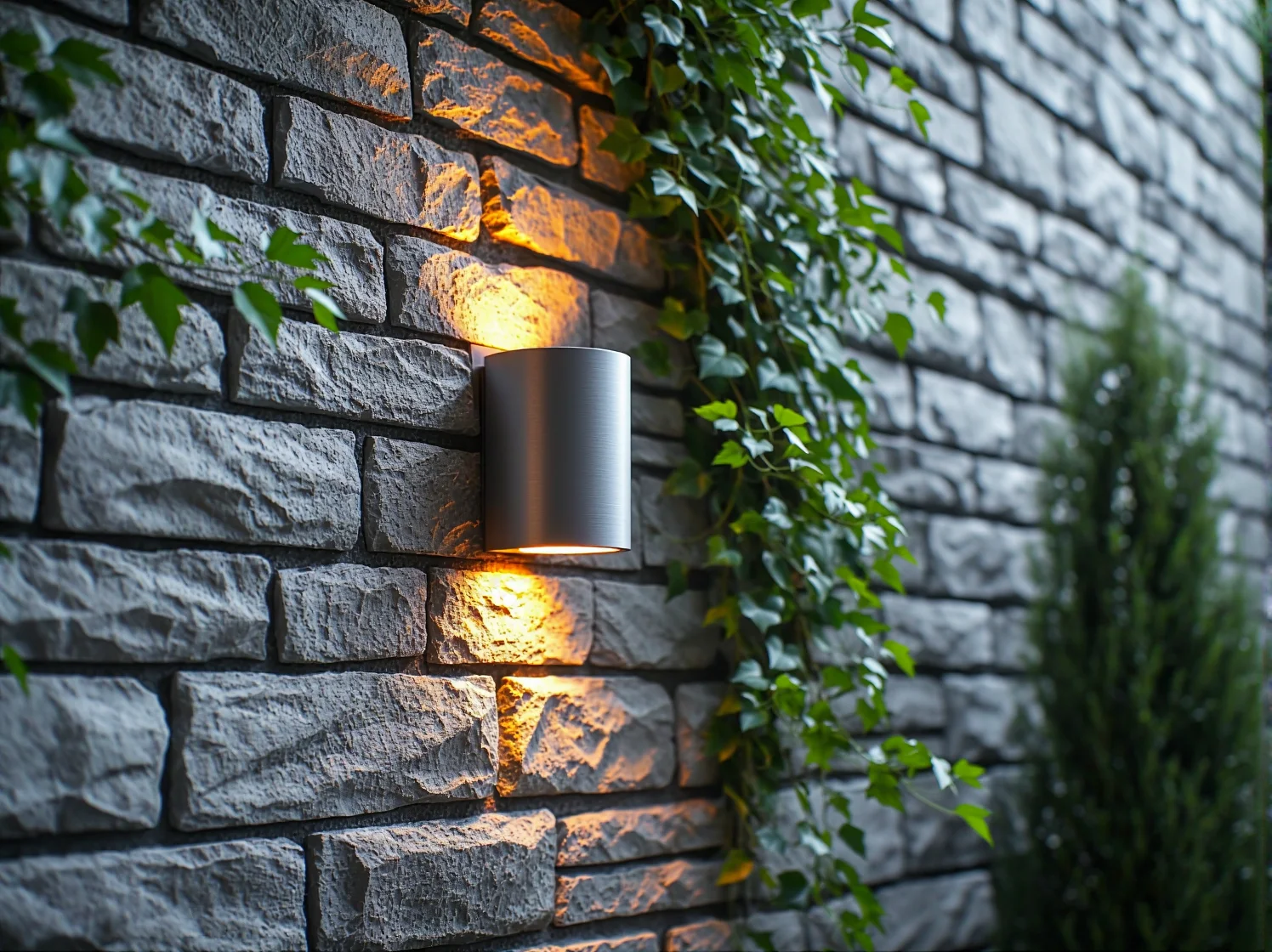 Strefa relaksu w ogrodzie z nastrojowym oświetleniem LED, idealna do wieczornego wypoczynku na zewnątrz.