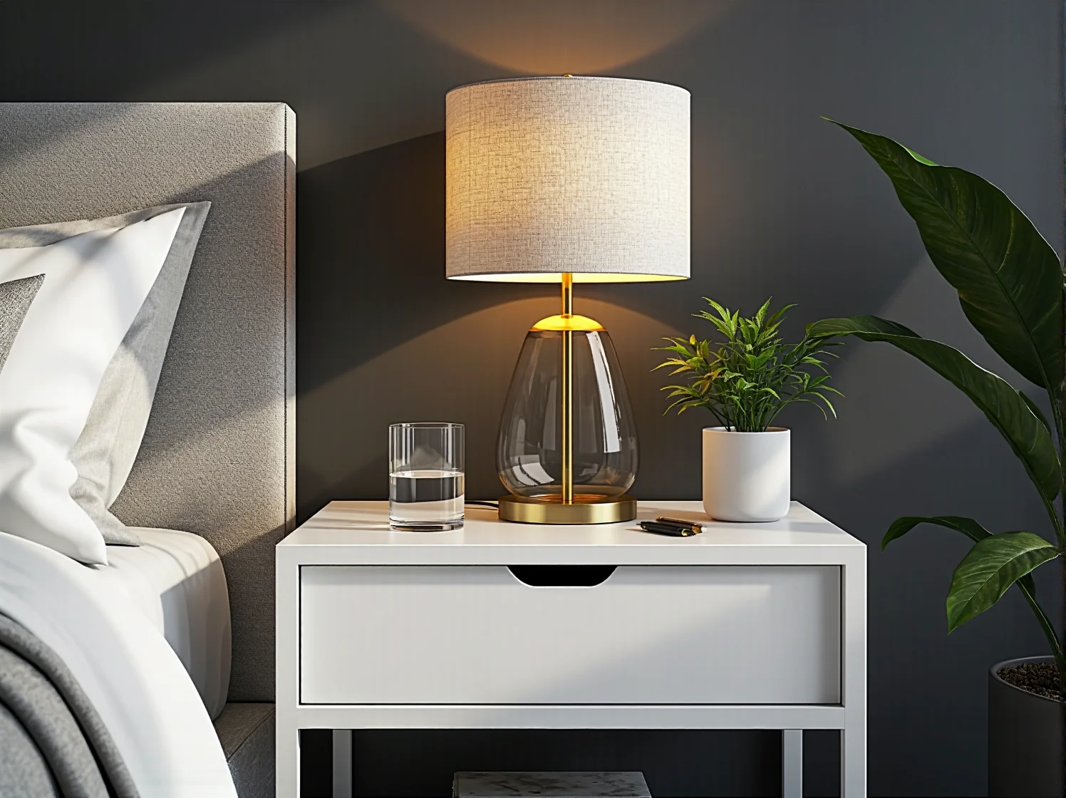 Stylowe biuro z regałami przemysłowymi wykonanymi z materiałów z recyklingu.