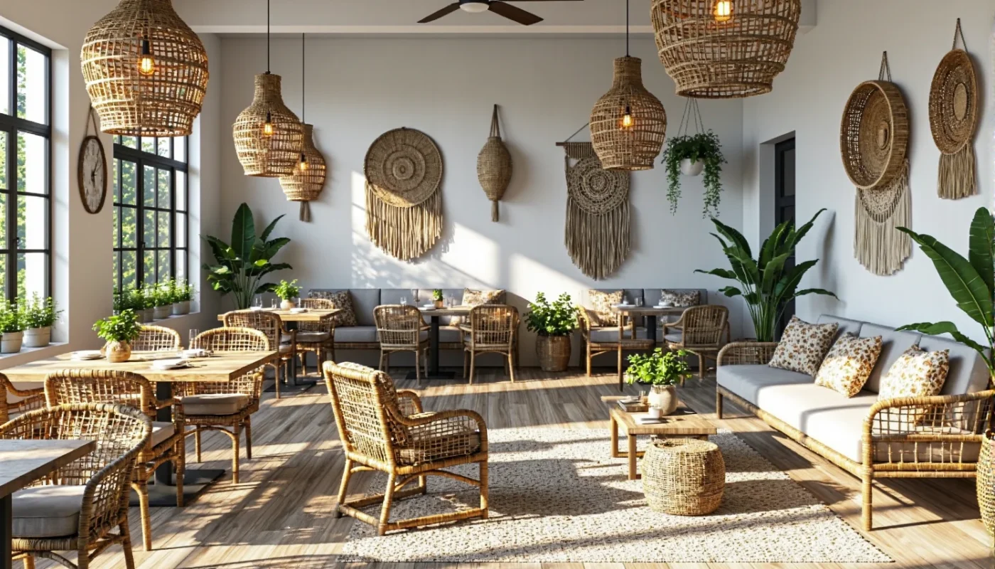 10 inspiracji na przestrzenie restauracyjne z meblami w stylu boho