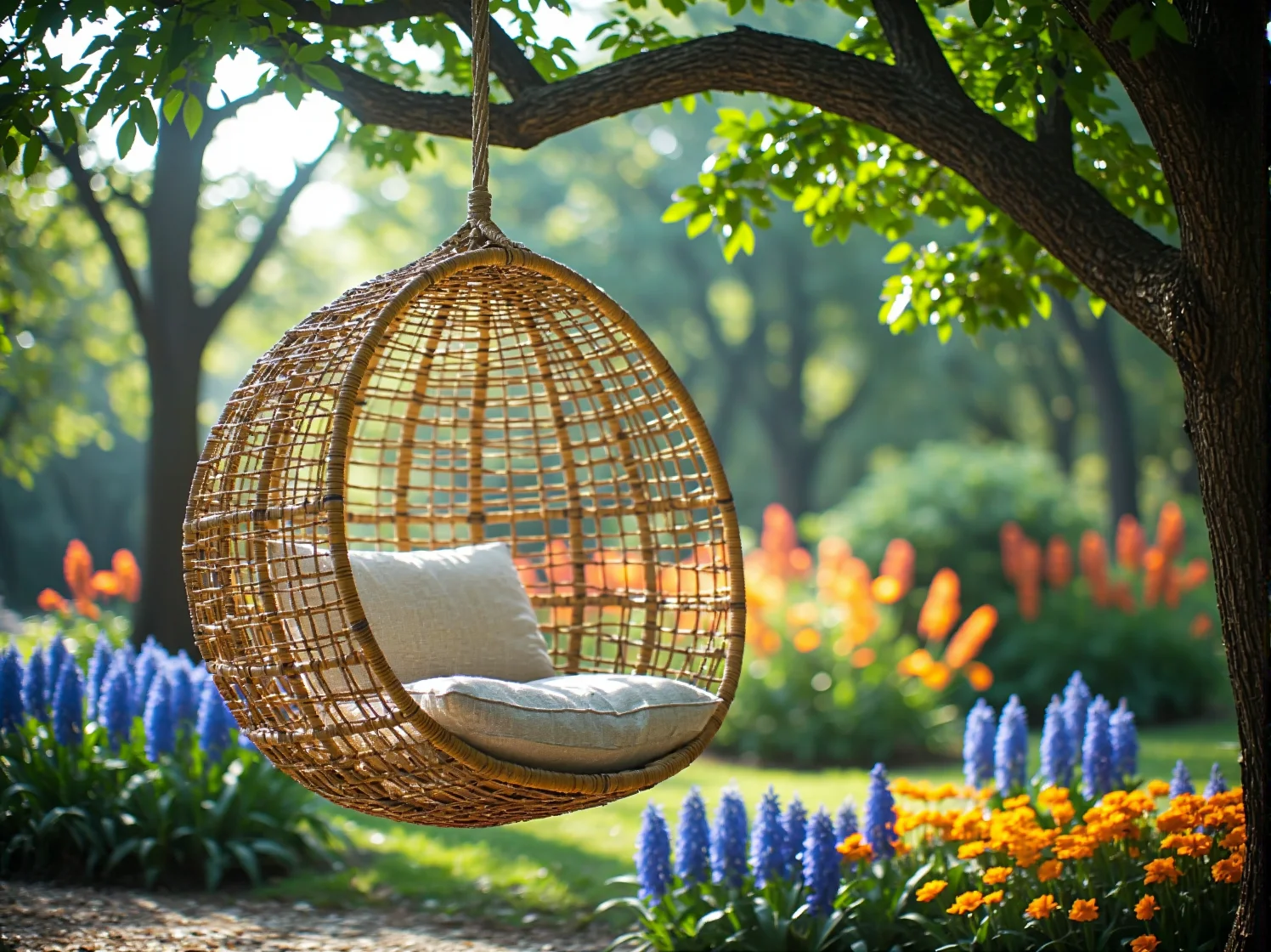 Rzemieślniczy fotel ogrodowy z naturalnych materiałów, podkreślający powrót do tradycyjnych technik.