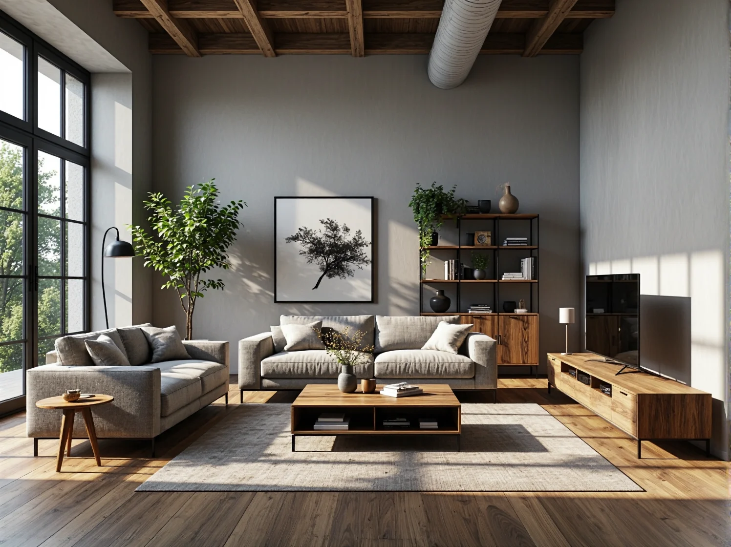 Salon w stylu loft z unikalnymi meblami z recyklingu. Design z duszą i ekologiczne rozwiązania.