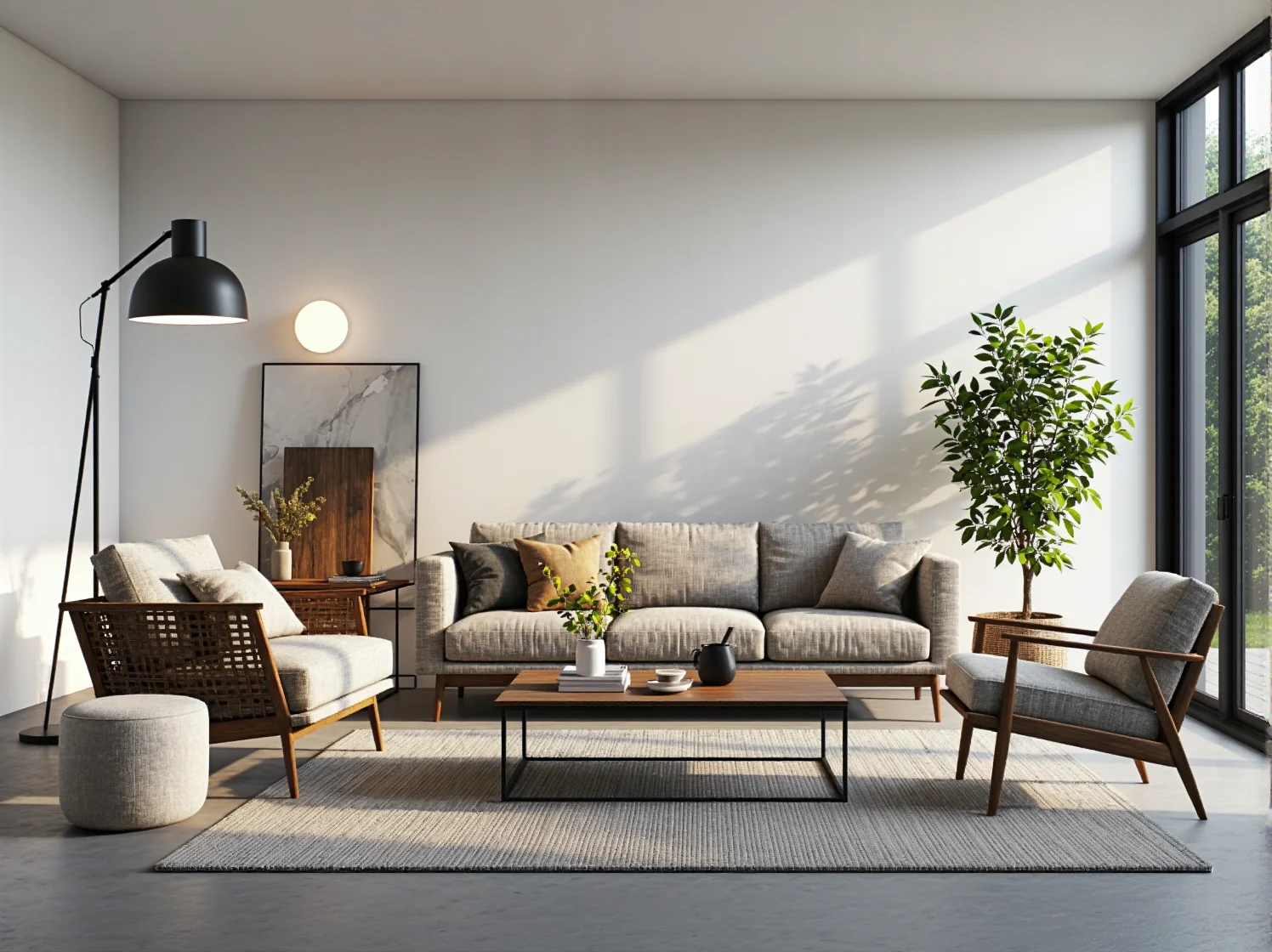 Nowoczesna lampa ogrodowa w stylu skandynawskim rzucająca ciepłe, delikatne światło na drewniany taras.