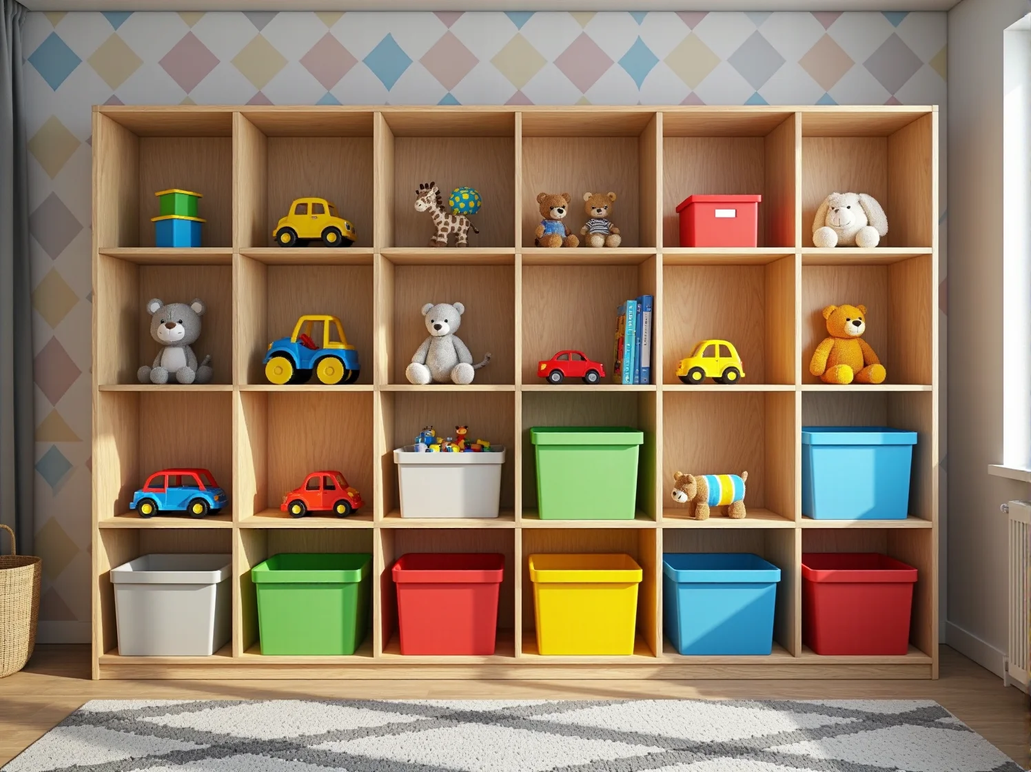 Kreatywny system modułowy mebli dla dziecka, który można rekonfigurować i dostosowywać w miarę jego wzrostu.