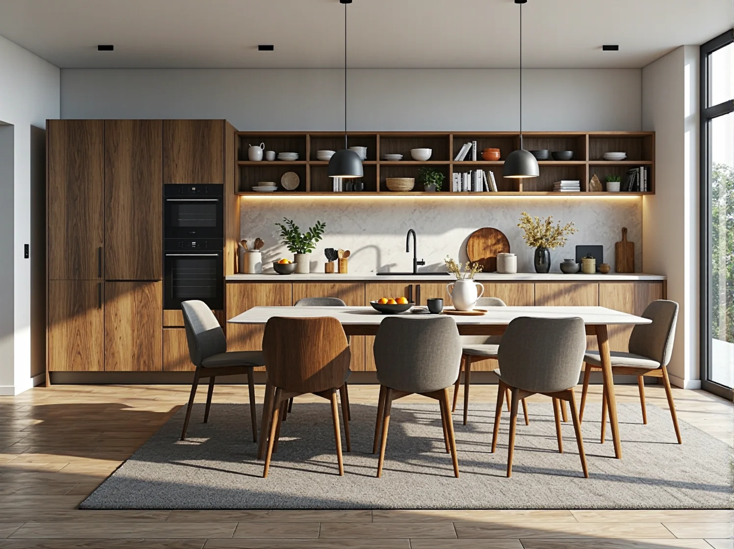 System narożny w meblach modułowych do małej kuchni optymalizujący miejsce.