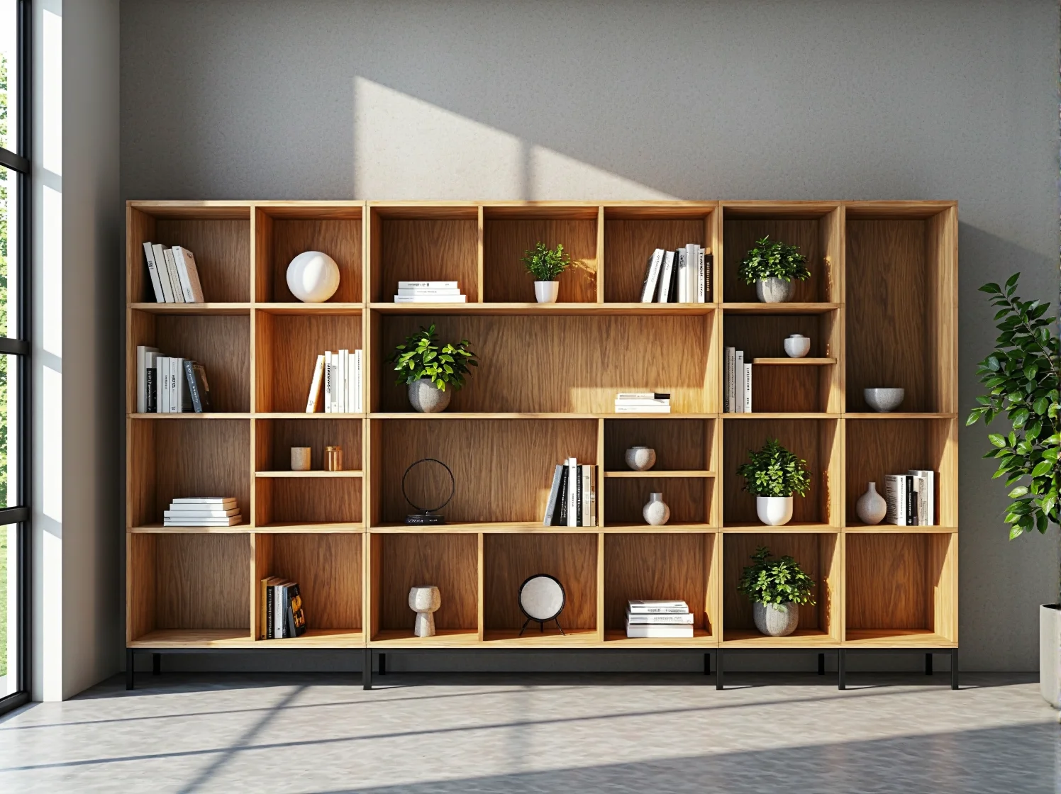 Przestronny pokój dzienny z wielofunkcyjnymi meblami modularnymi